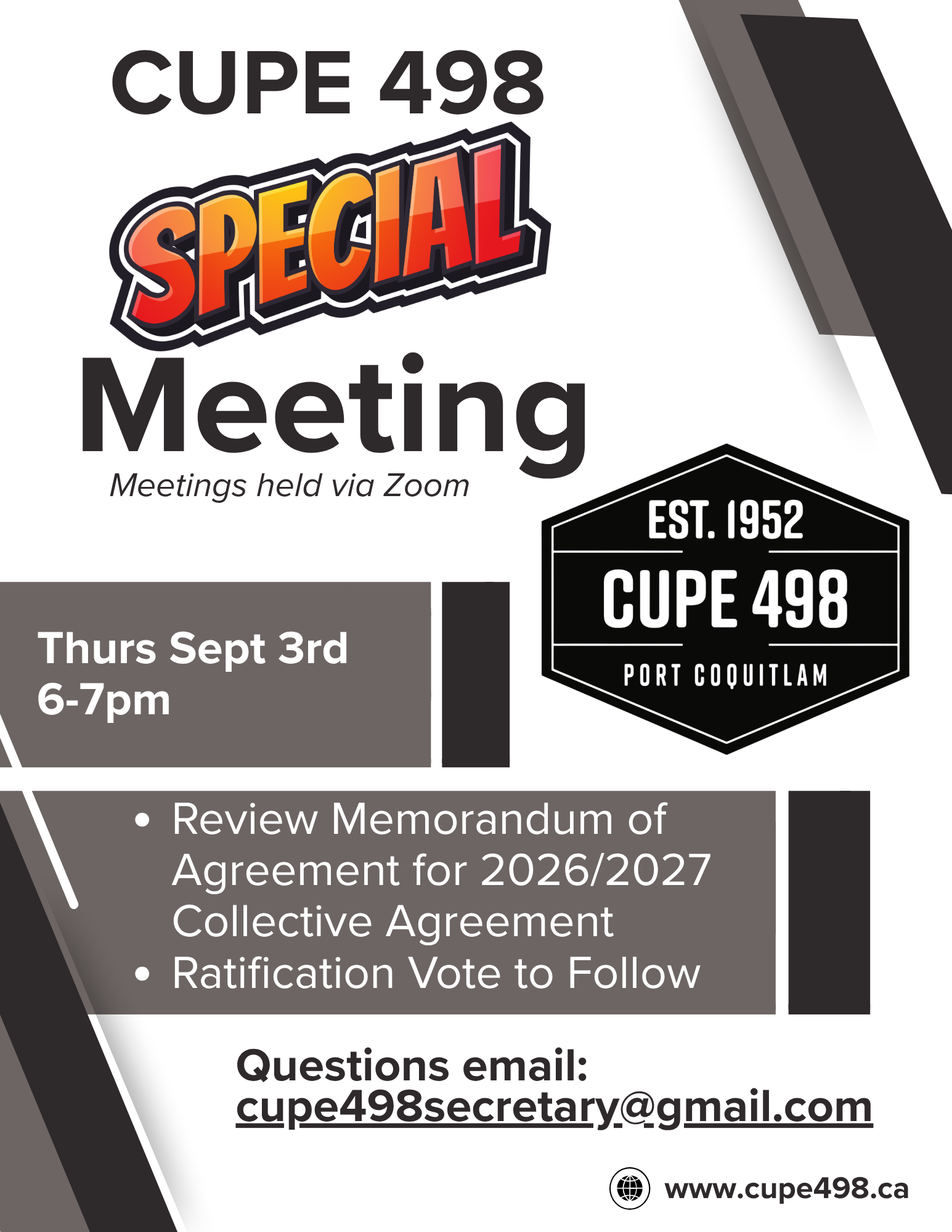 CUPE498 Social meeting poster